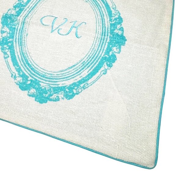 New Pottery Barn PB Teen Throw Pillow Covers Cases 2PSs 18” Linen Cream Teal - Picture 5 of 7